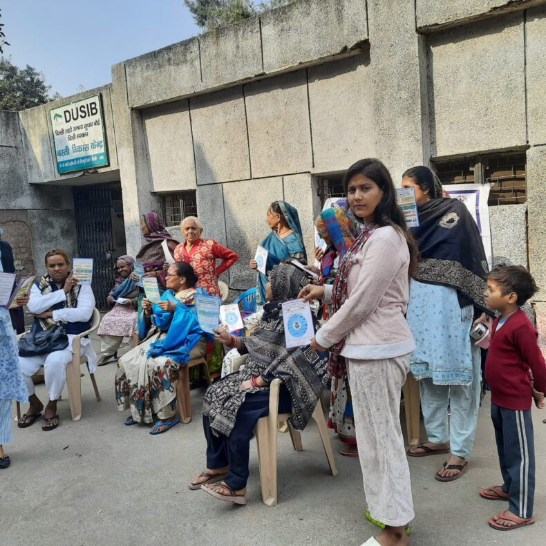 Awareness Session on “Ayushman Bharat Pradhan Mantri Jan Arogya Yojana, Delhi Arogya Kosh, Janani Surakshit Matritva Abhiyan (PMSMA), Universal Immunization Programme (UIP), National Tuberculosis Elimination Programme (NTEP), and the National Aids Control Programme (NACP), etc” on 12.12.2025 at Delhi Brotherhood Society Mahila Panchayat, D-Block Basti Vikas Kendra Seemapuri .